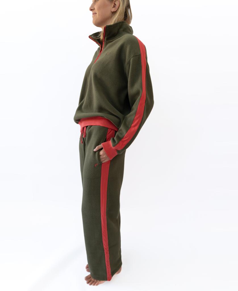 Connie Pant | Dk Khaki/Red