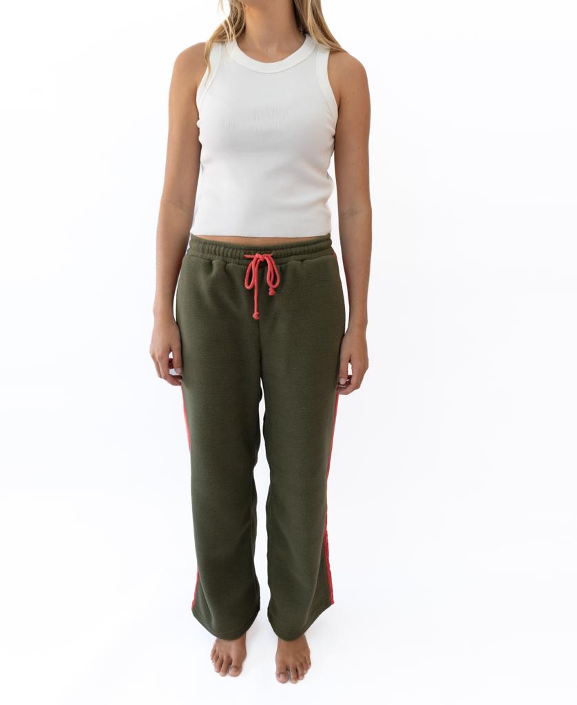 Connie Pant | Dk Khaki/Red