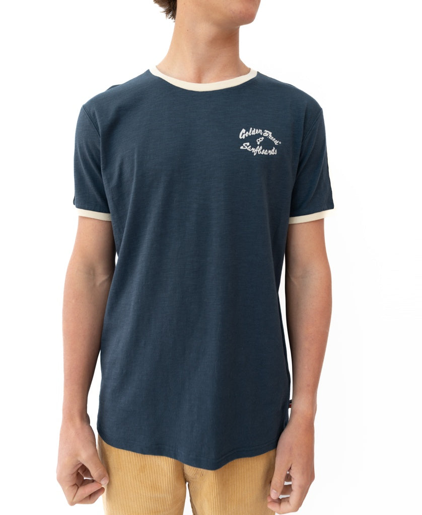 Flying Man Ringer Tee | Navy