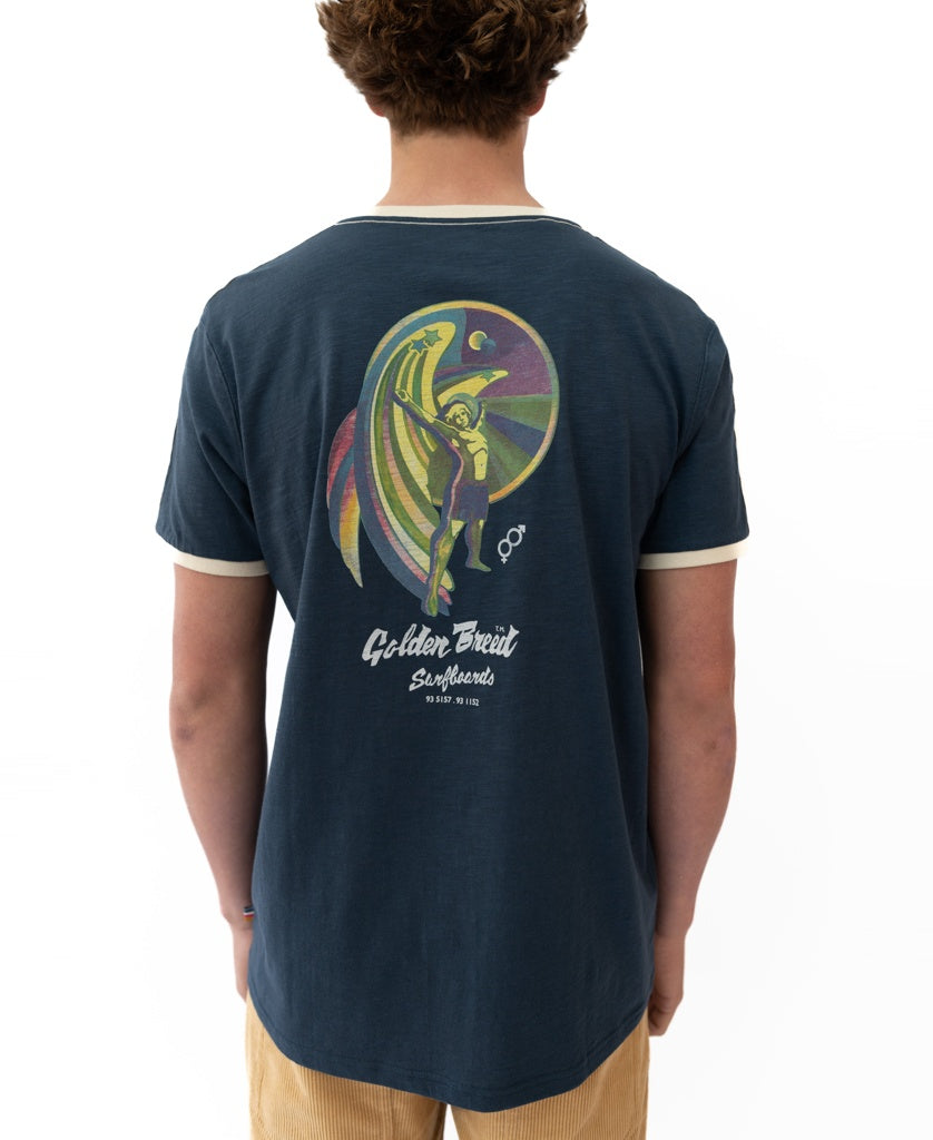 Flying Man Ringer Tee | Navy