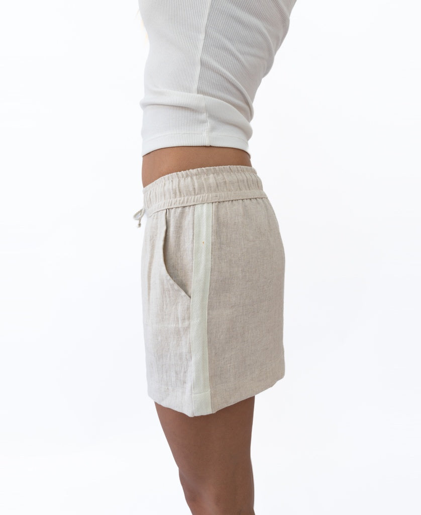 Gigi Retro Linen Mini Skirt | Natural