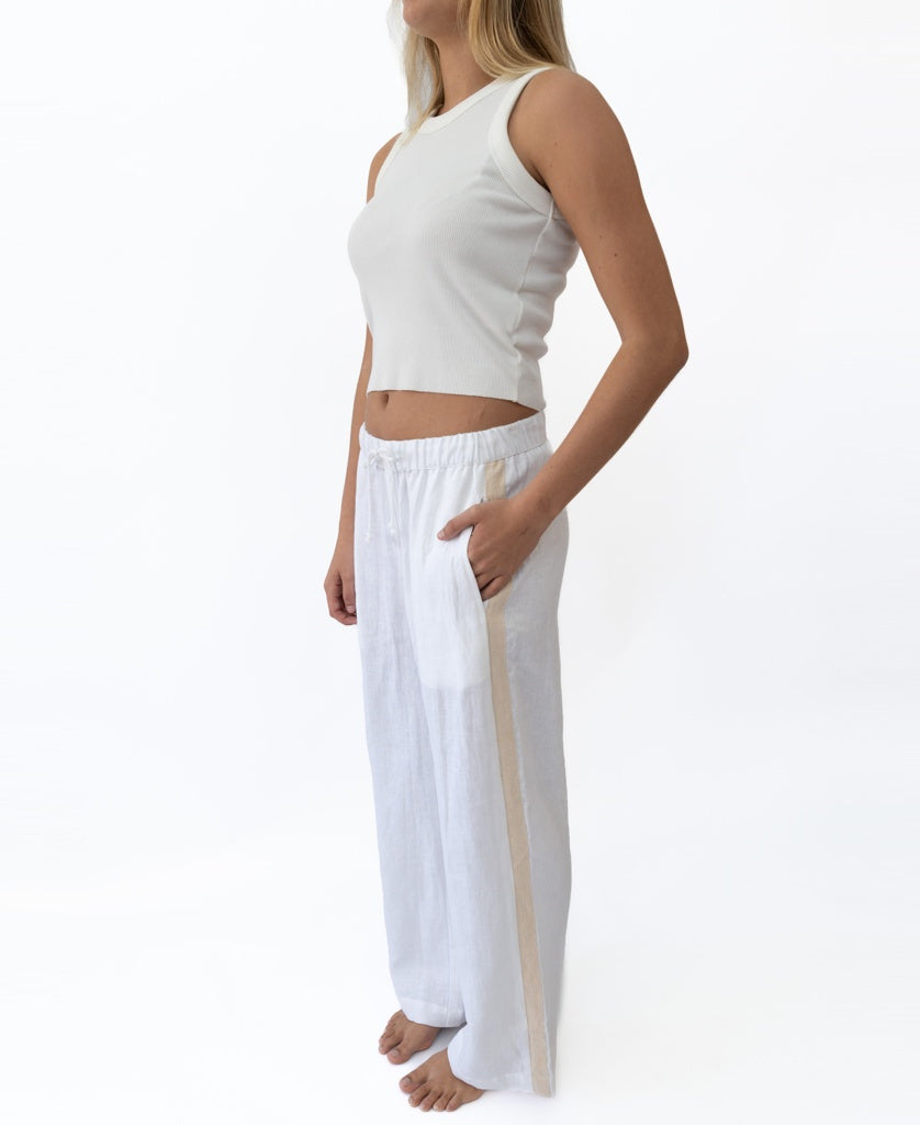 Gigi Retro Linen Pant | White