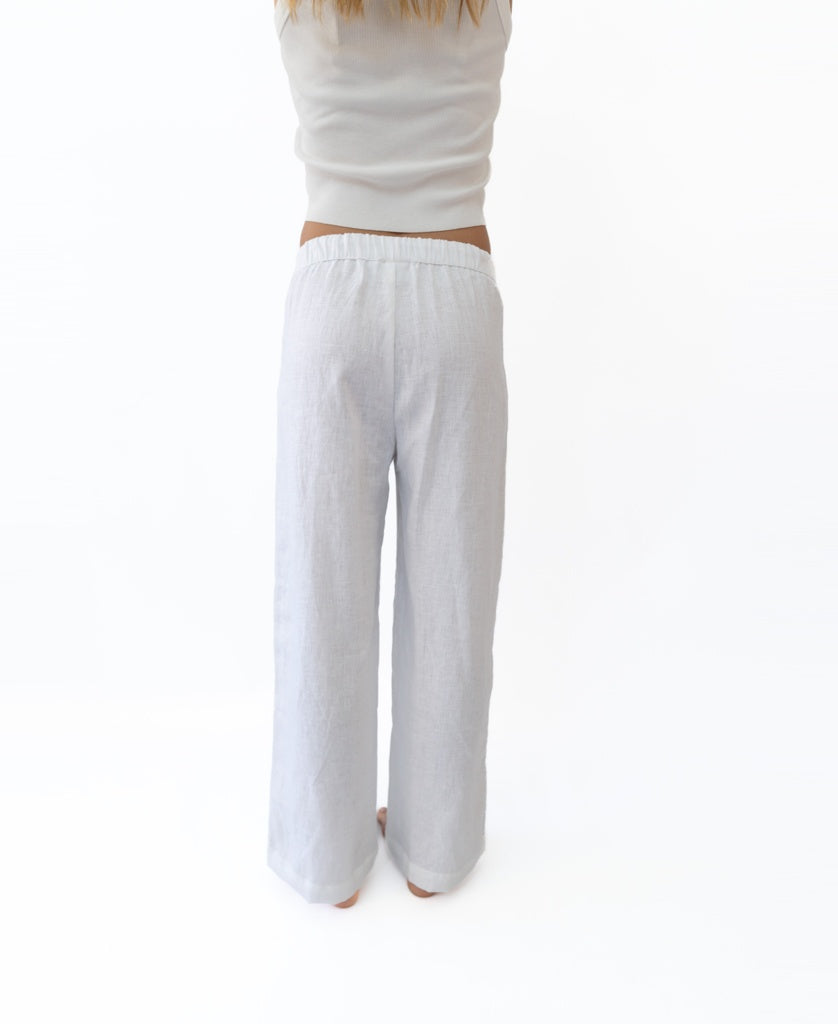 Gigi Retro Linen Pant | White