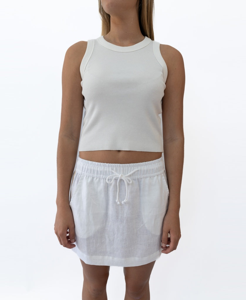 Gigi Retro Linen Mini Skirt | White