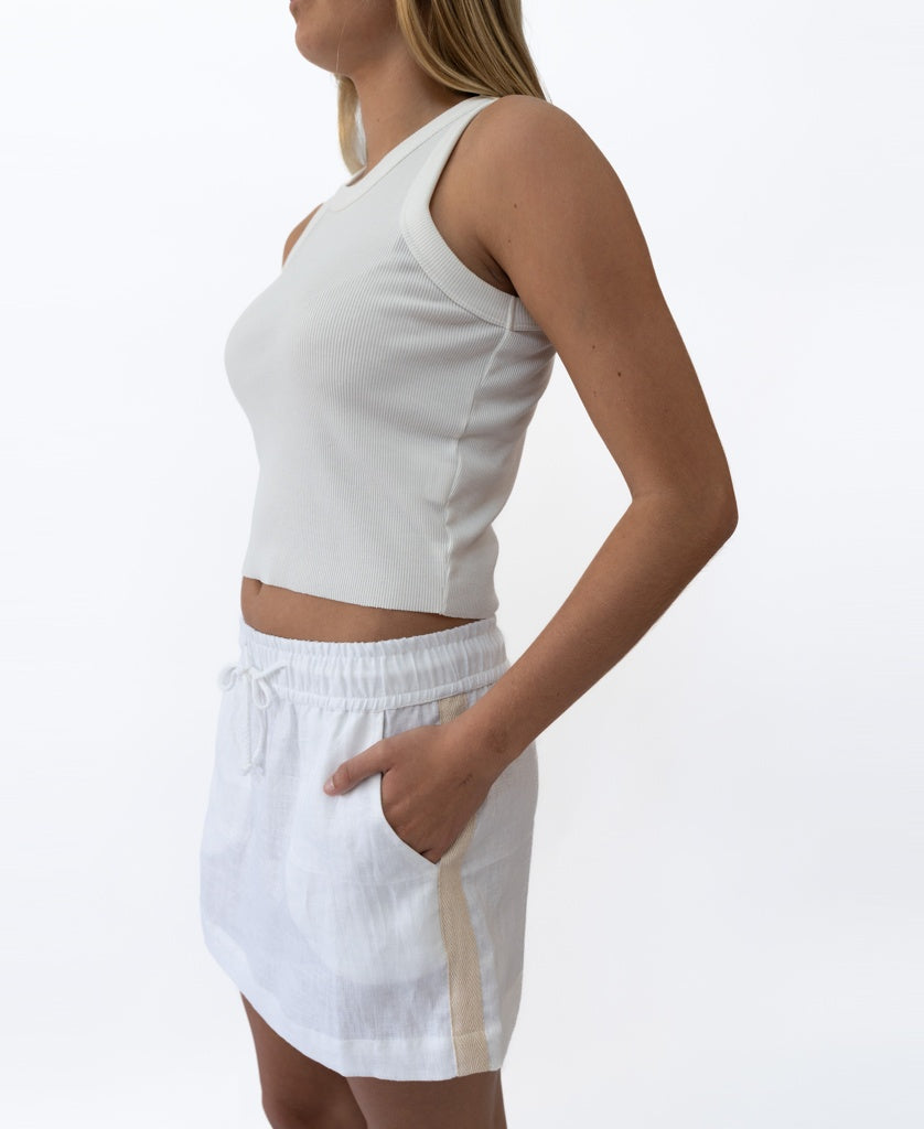 Gigi Retro Linen Mini Skirt | White