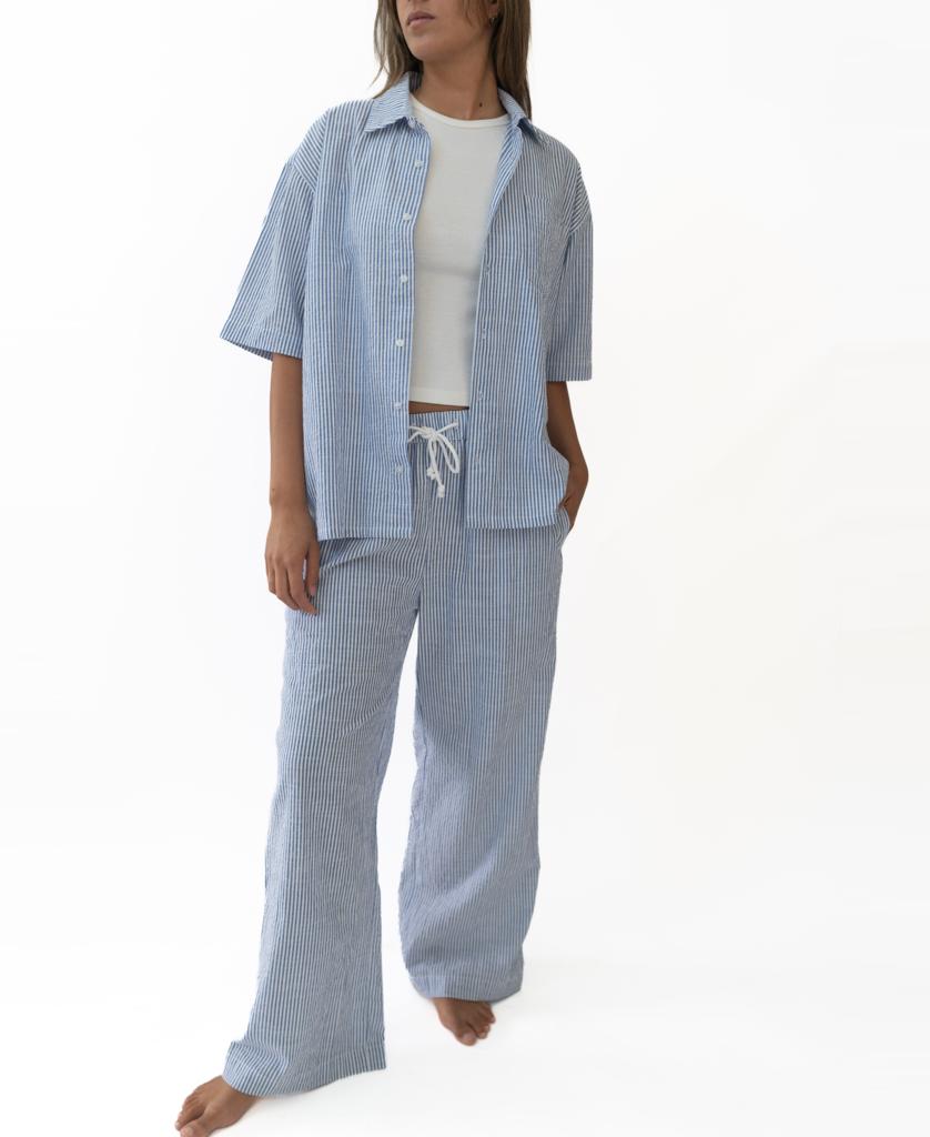 Gigi Linen Pant | Stripe-Golden Breed