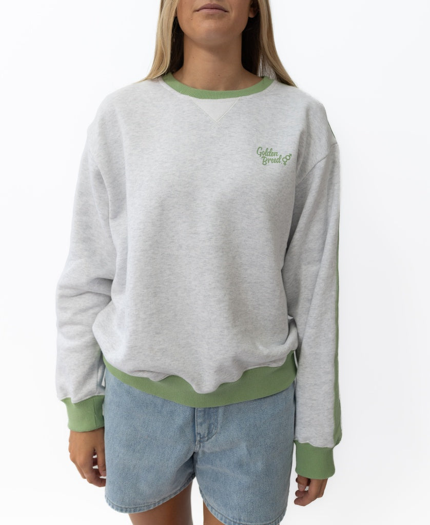 Koby Ringer Sweat | White Misty/Moss