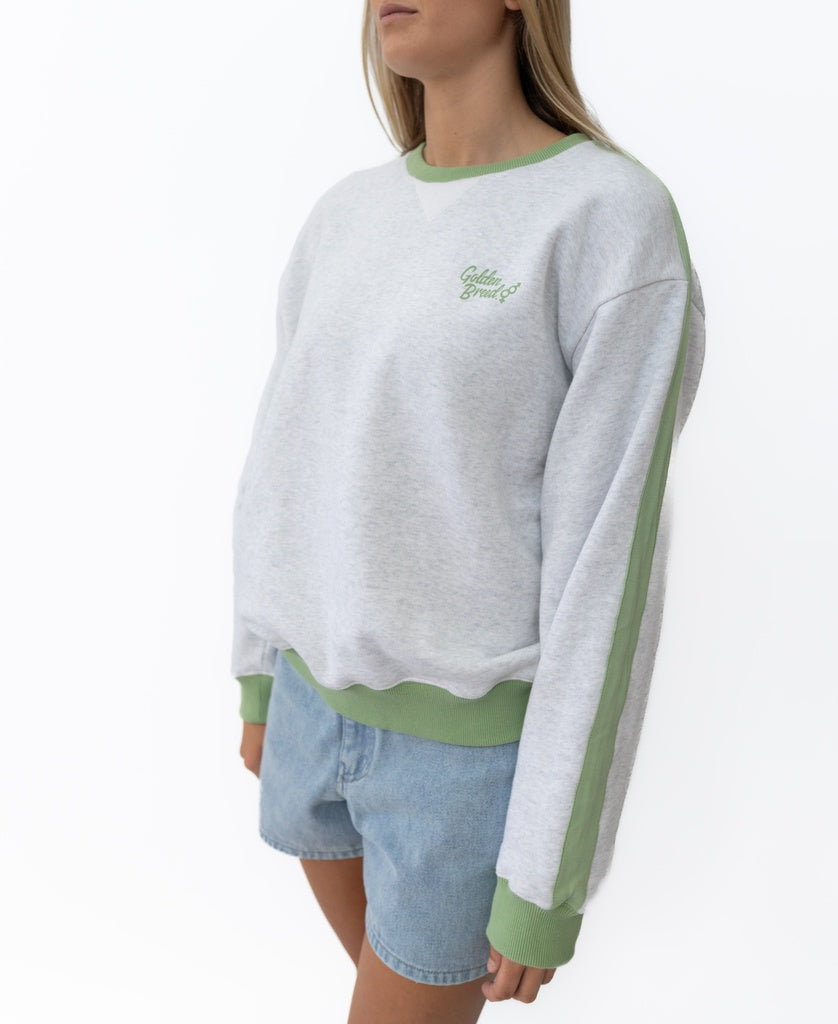 Koby Ringer Sweat | White Misty/Moss