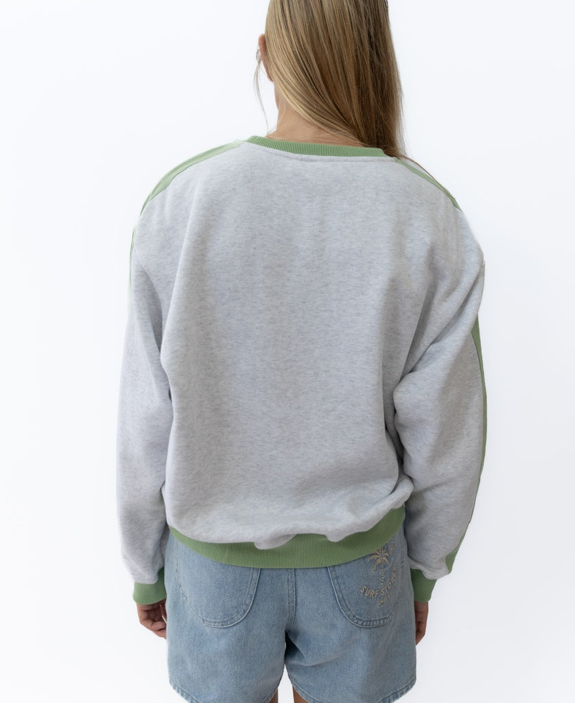 Koby Ringer Sweat | White Misty/Moss