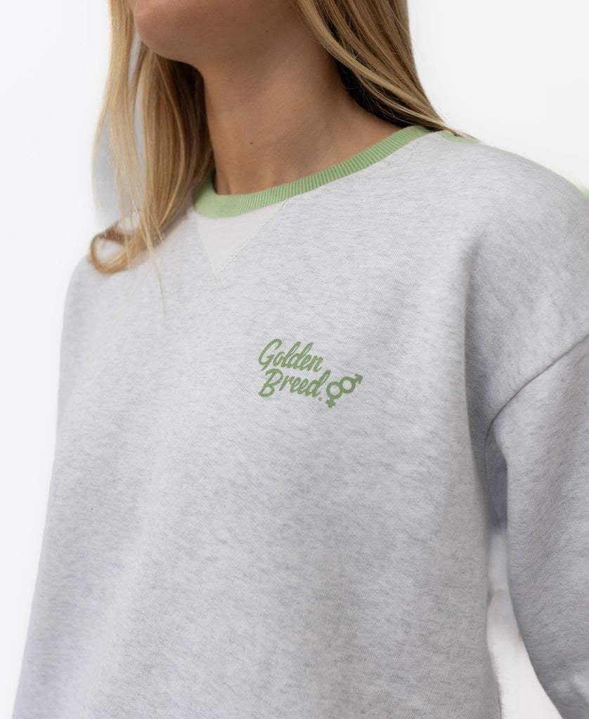 Koby Ringer Sweat | White Misty/Moss