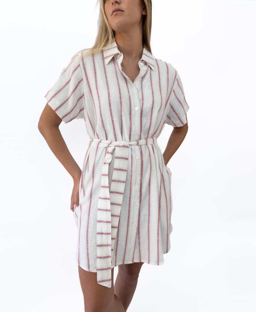 Lizzie Dress | Red / Off White Stripe