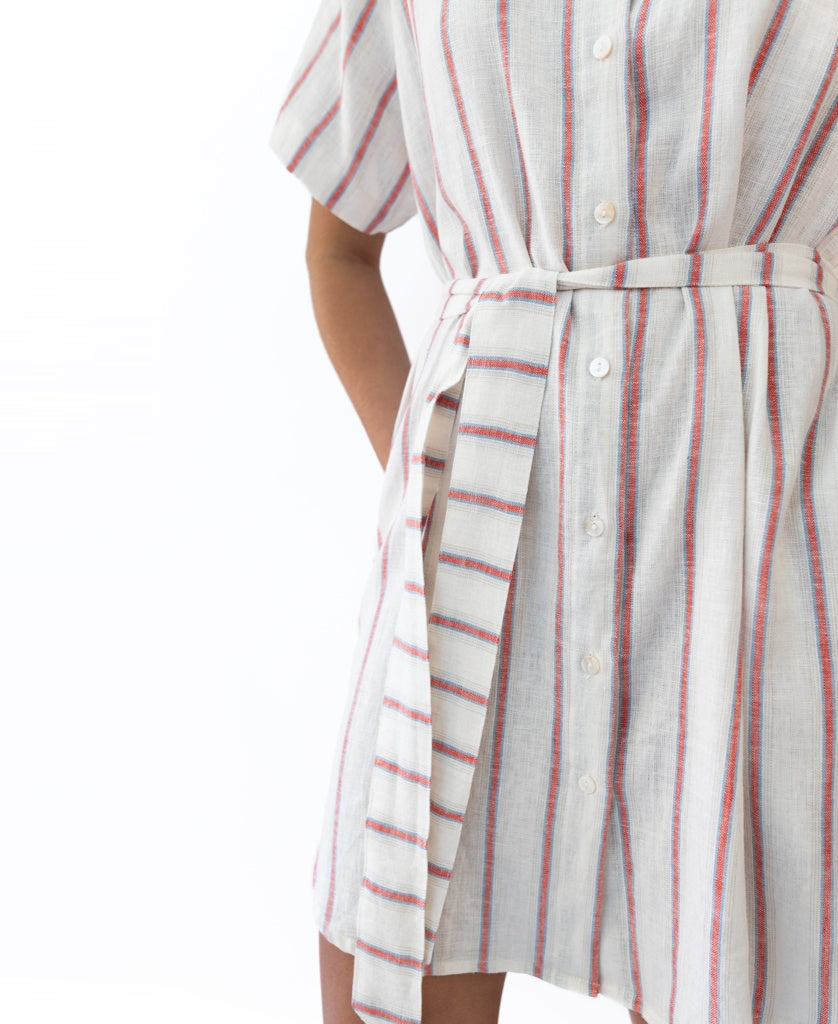 Lizzie Dress | Red / Off White Stripe