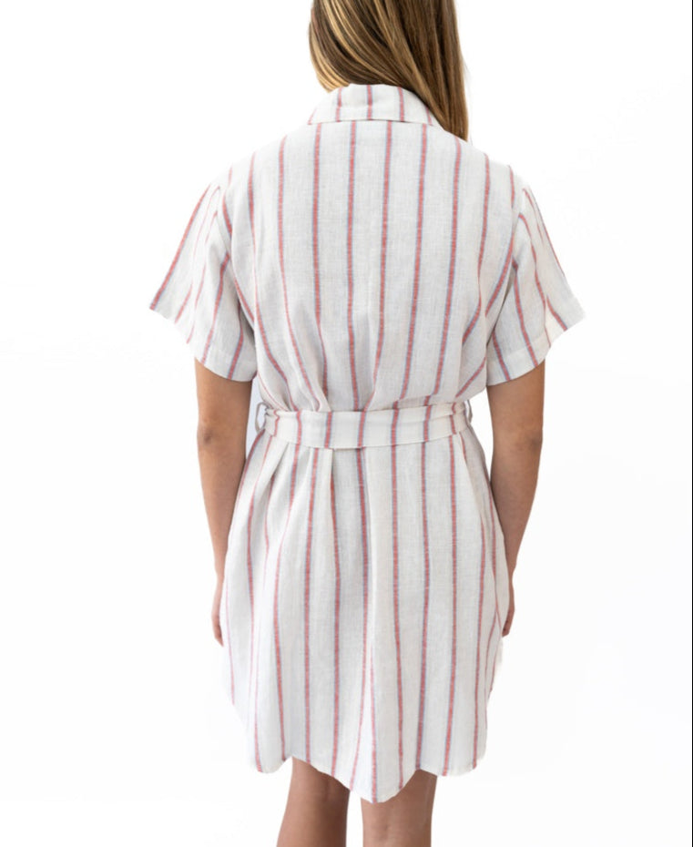 Lizzie Dress | Red / Off White Stripe