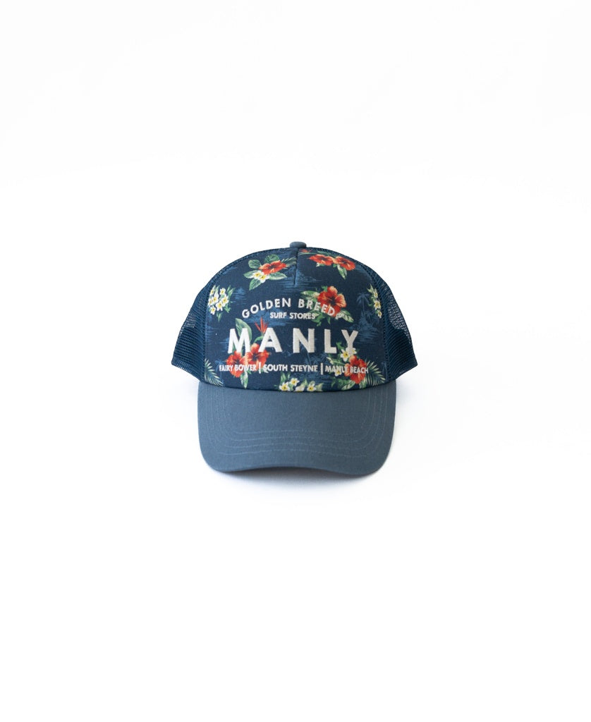 Manly Aloha Trucker Cap | Dark Denim