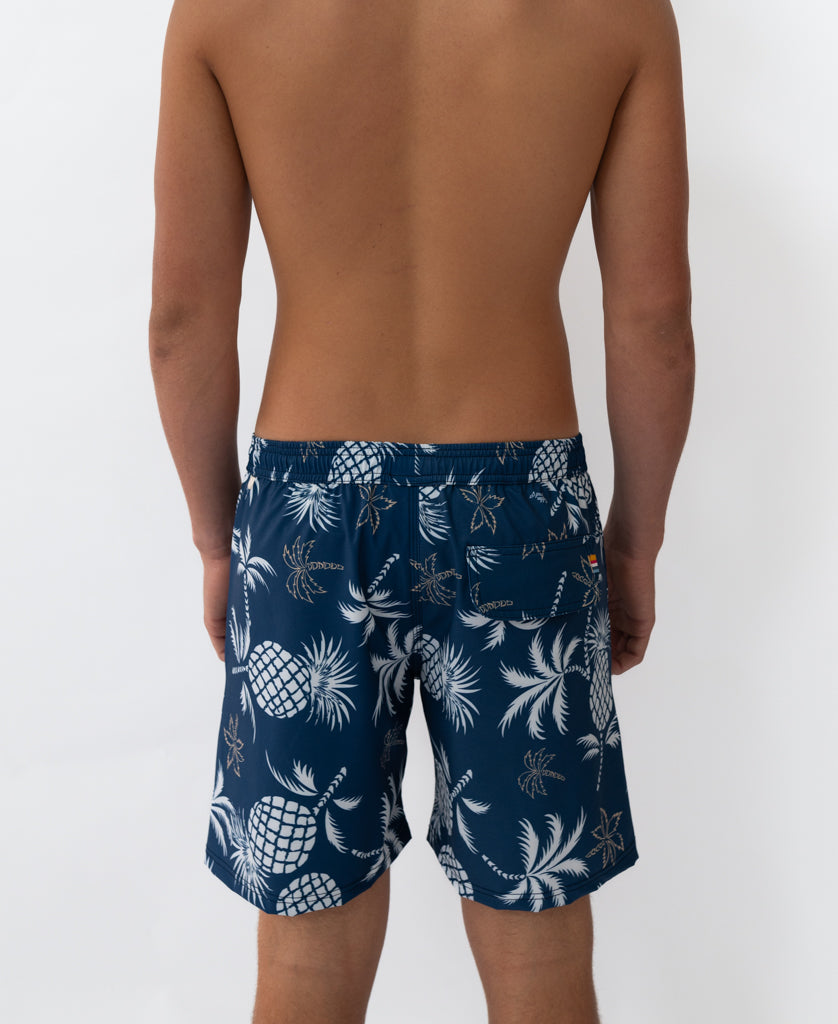 Pine Palm Elastic Waist Boardshort | Vintage Navy