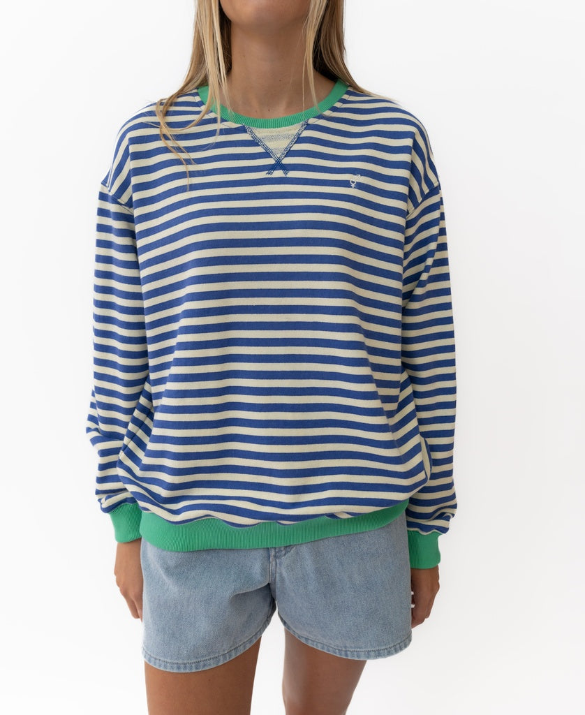 Ralph Stripe Ringer Crew | Cobalt/OW