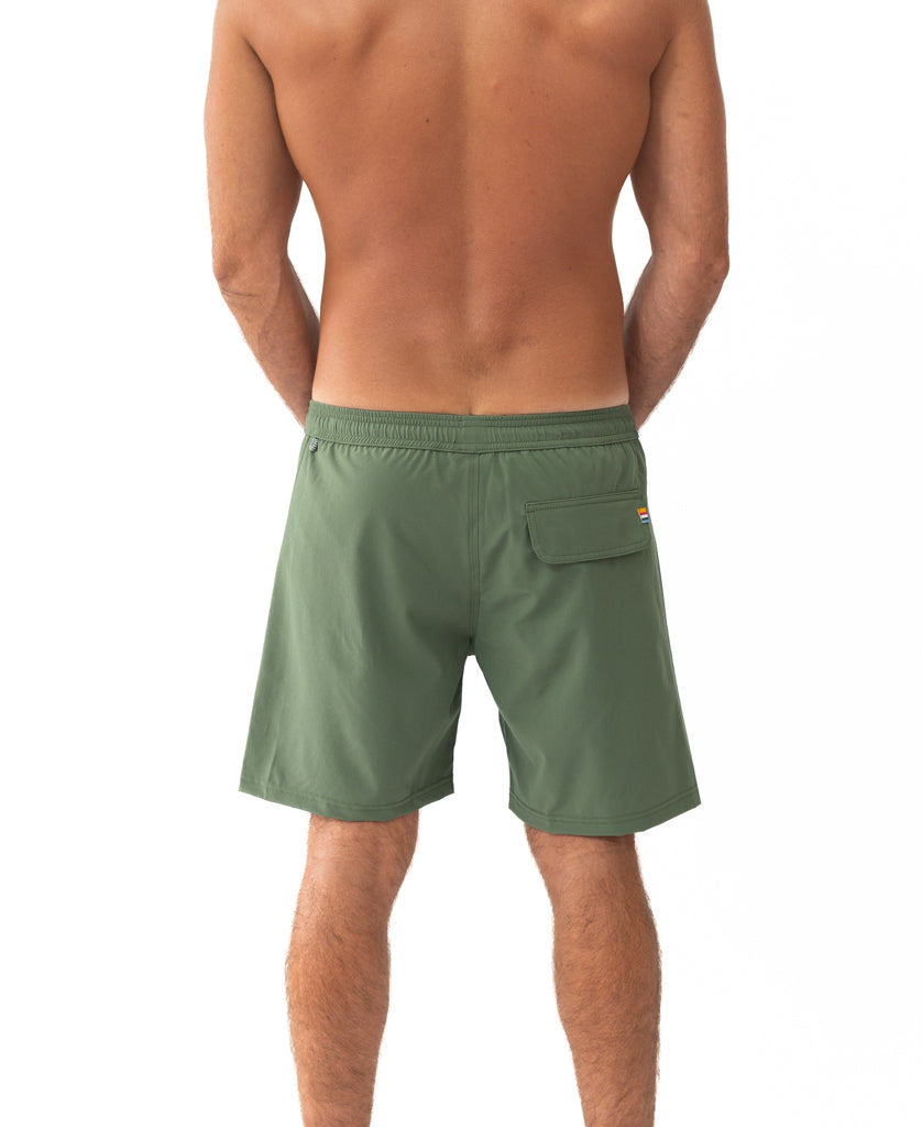Retro Surf Elastic Waist Boardshort | Khaki