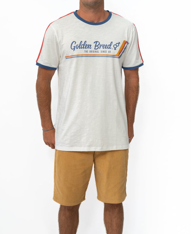 Golden Breed Retro Ringer Tee | Off White - T-Shirts