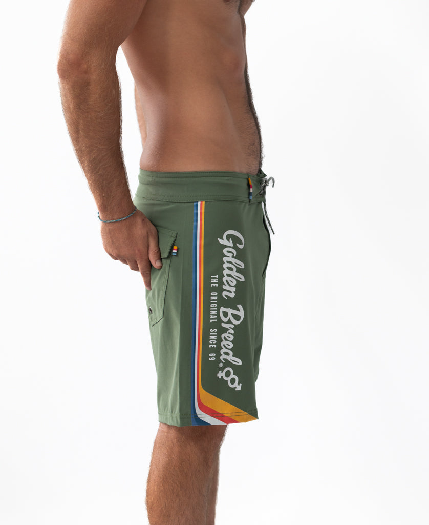 Golden Breed Retro Surf Boardshort | Khaki - Boardshorts