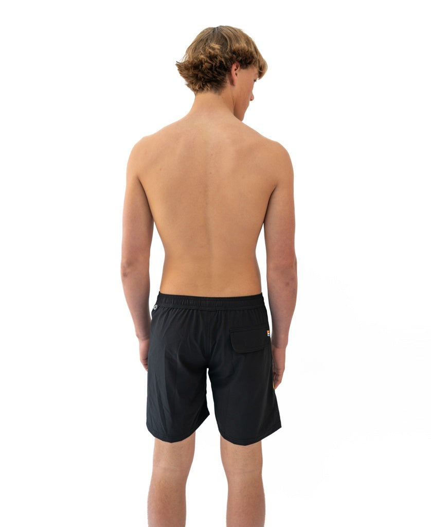 Golden Breed Retro Surf Elastic Waist Boardie | Black - Boardshorts