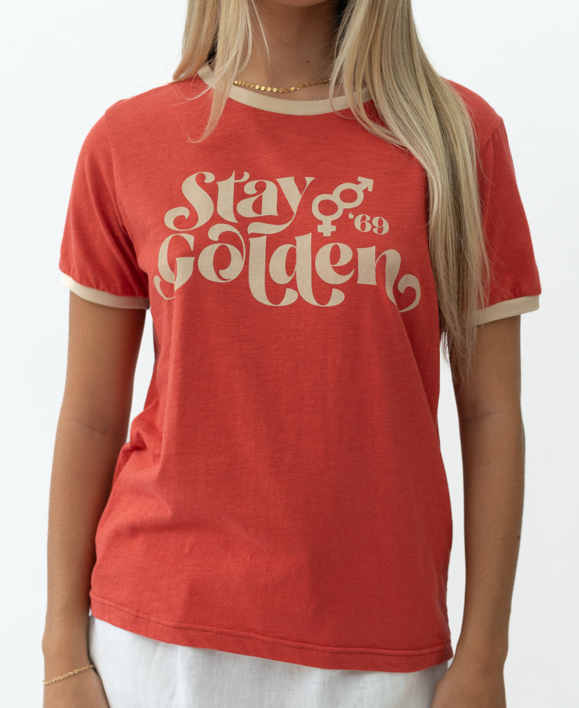 Golden Breed Stay Golden Ringer | Wash Red - T-Shirts