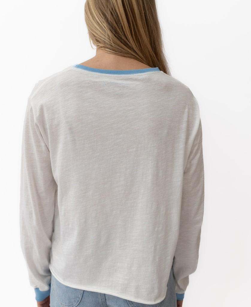 Stay Golden LS | Off White/Azure