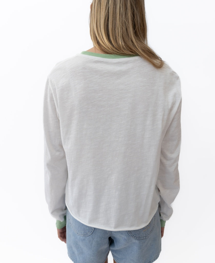 Stay Golden LS | Off White/Moss
