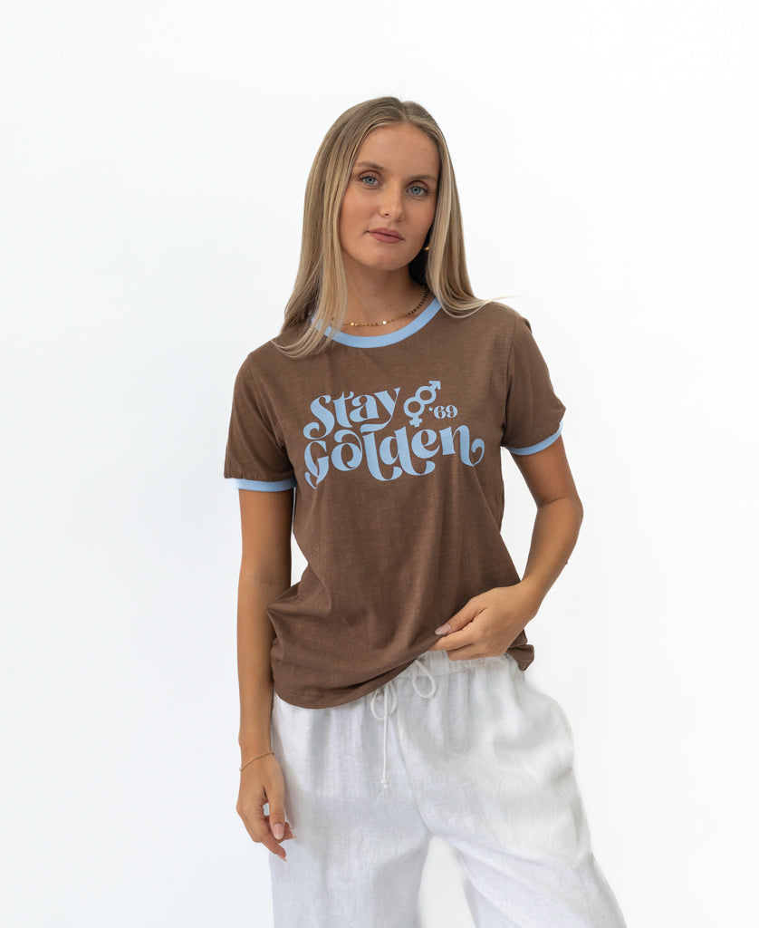 Golden Breed Stay Golden Ringer | Espresso / Finch - T-Shirts