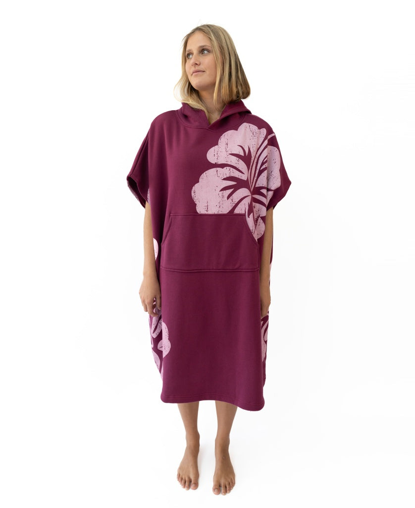 Surf Poncho Hibiscus | Plum