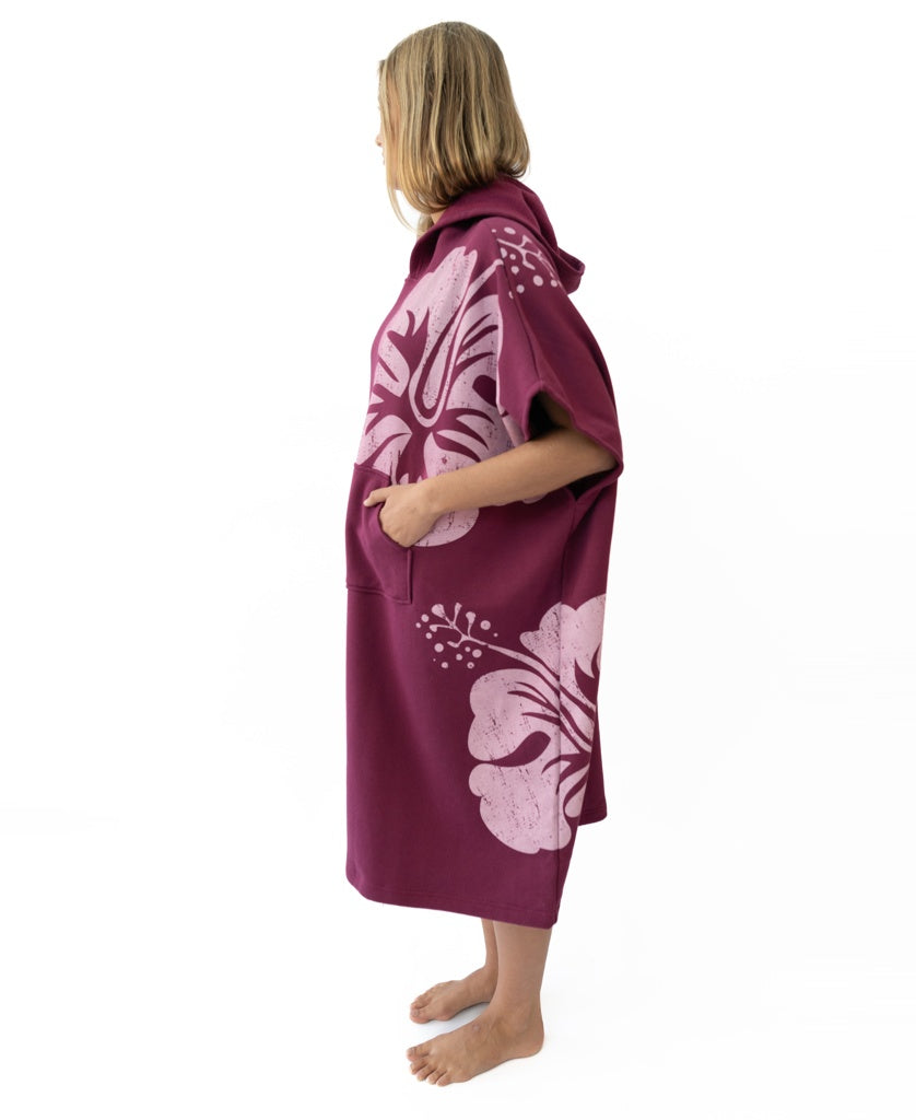Surf Poncho Hibiscus | Plum