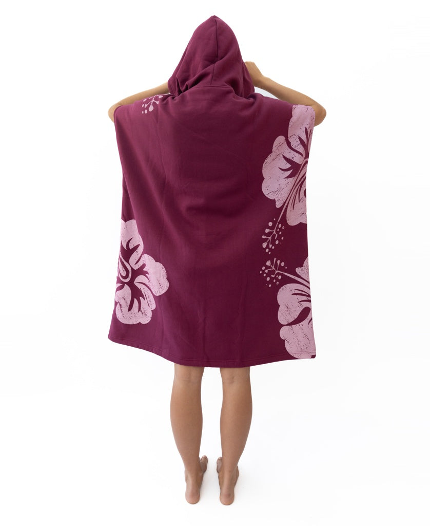 Surf Poncho Hibiscus | Plum