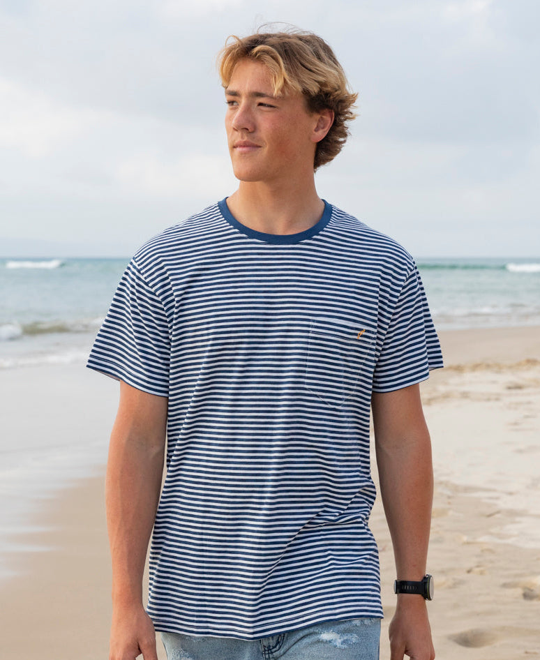 Golden Breed Picket Stripe Tee | Navy - T-Shirts