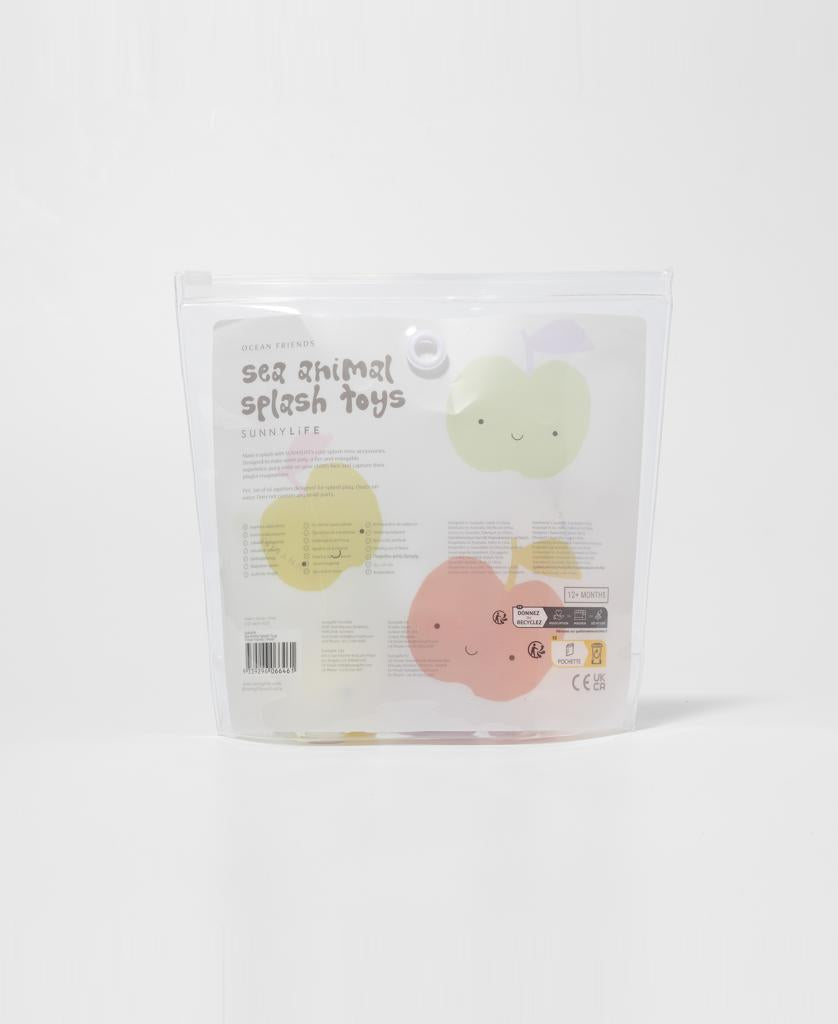 The Sunny Life Sea Animal Splash Toys Ocean Friends | Multi come in a clear zippered pouch with cute underwater animal designs, making these bath toys both fun and adorable.