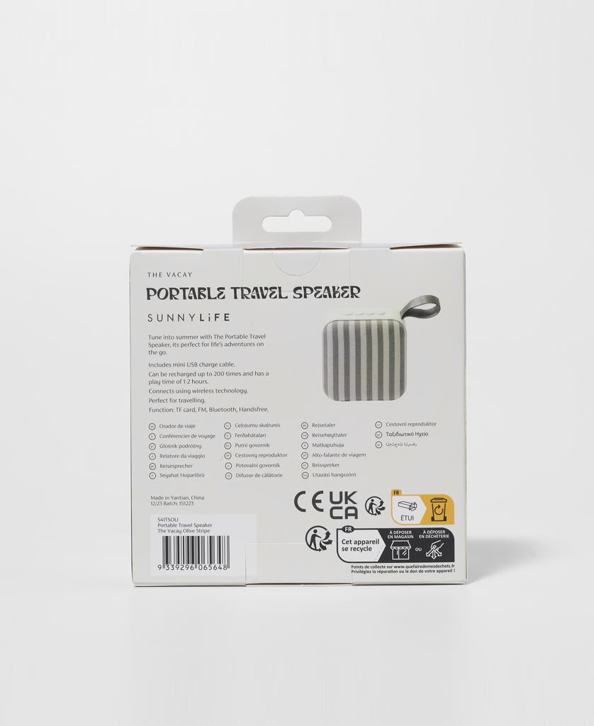 Portable Travel Speaker The Vacay | Olive Stripe-Golden Breed