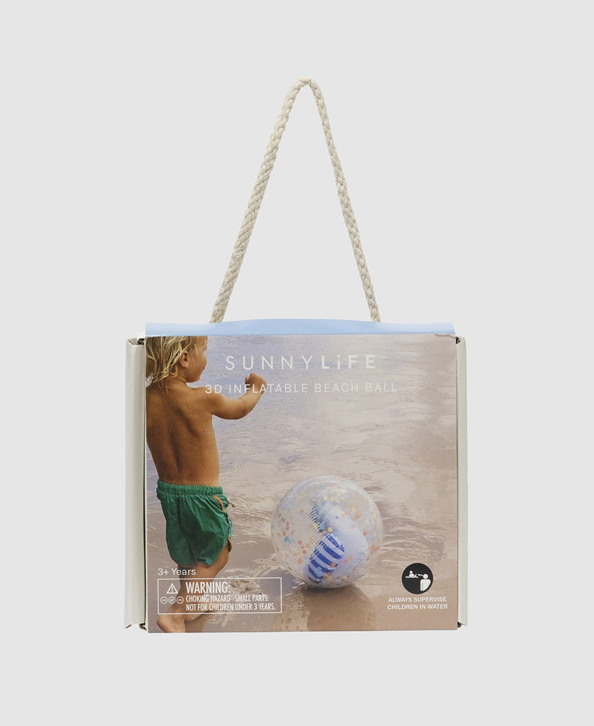 Sunny Life 3D Inflatable Beach Ball Sammy the Seagull | Blue Stripe - Beach Balls