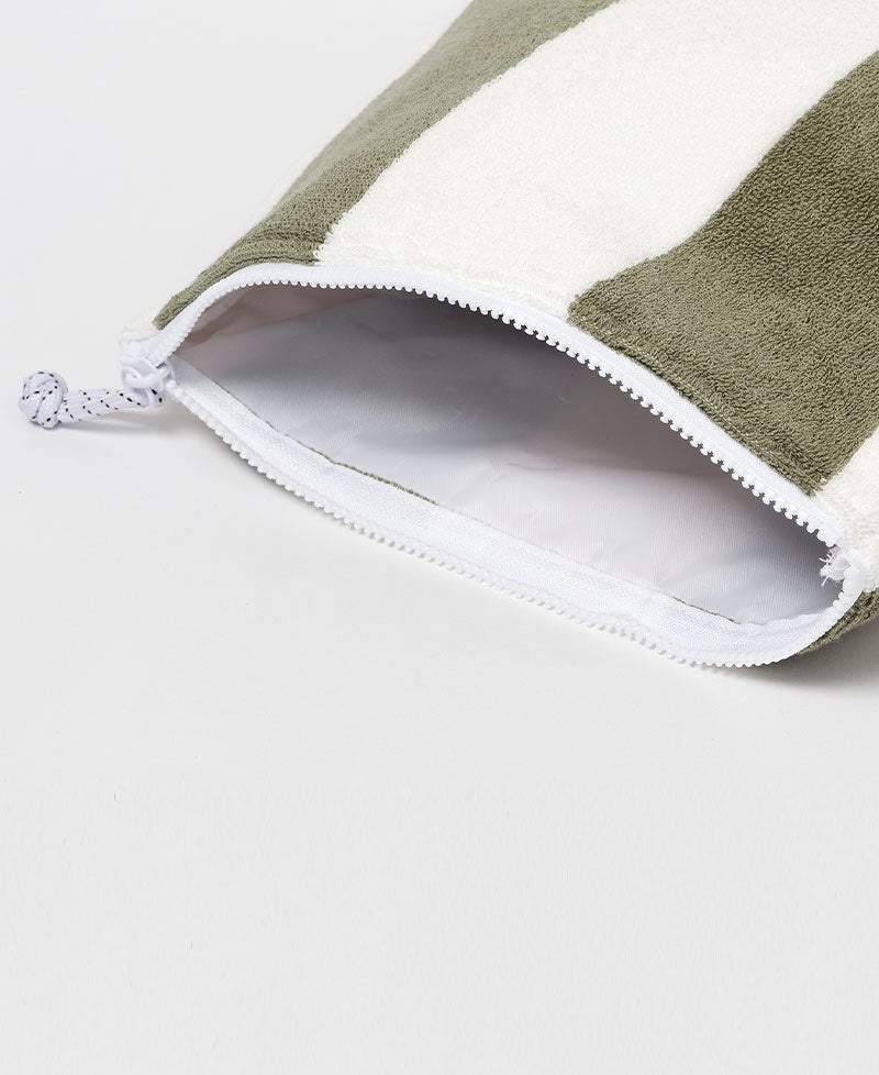 Sunny Life Terry Beach Pouch The Vacay Olive Stripe - Beach Bags