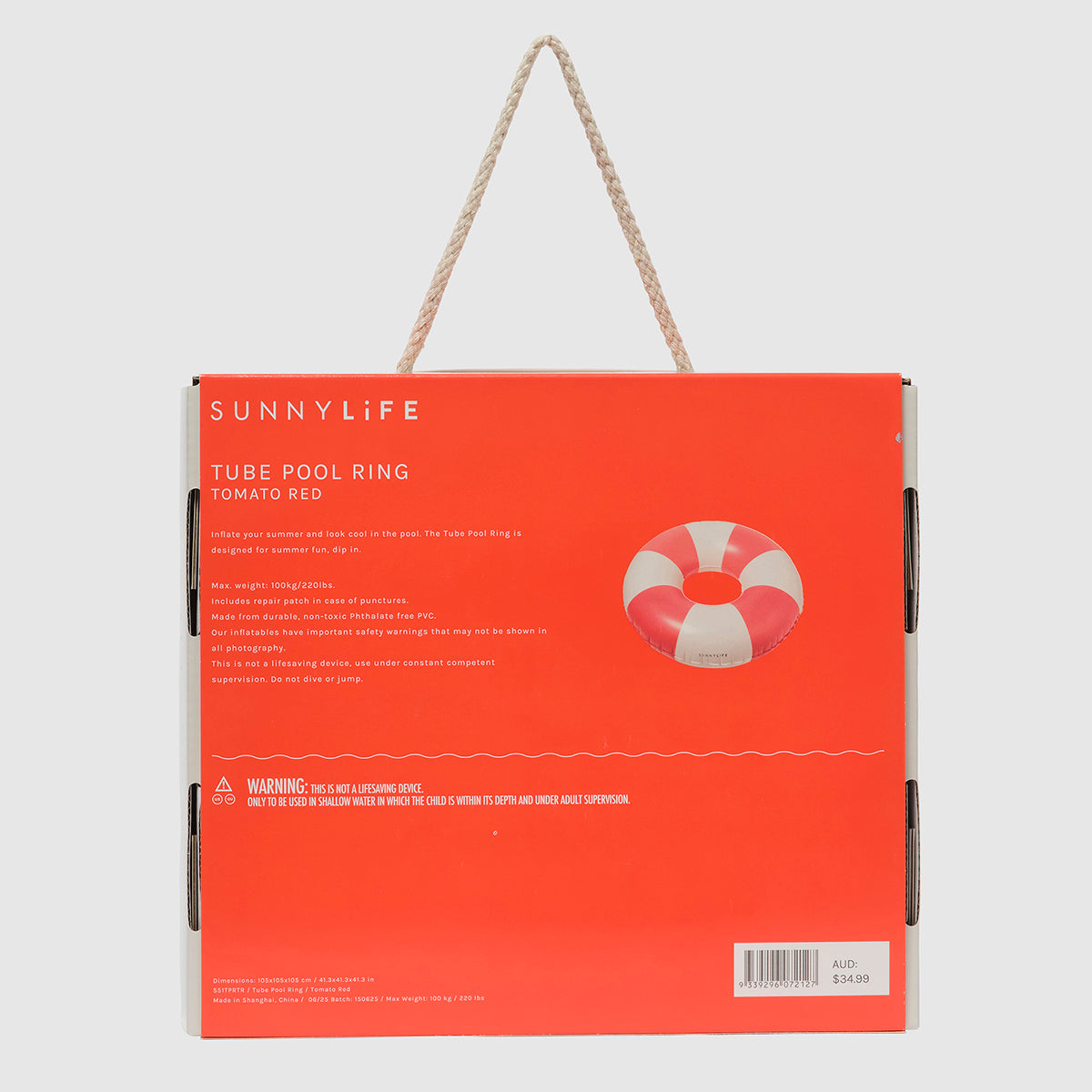 Tube Pool Ring | Tomato Red Stripe