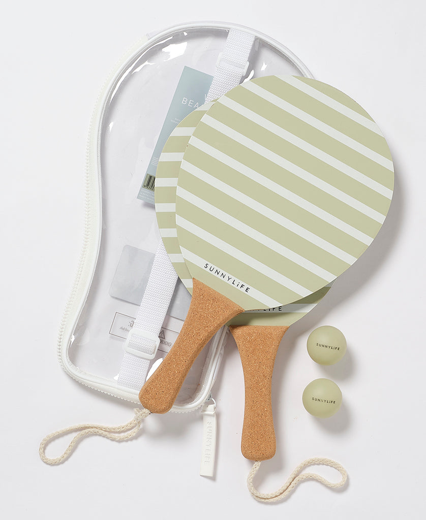 Sunny Life Vintage Beach Paddles | La Palma Sage Stripe - Paddle Ball Sets
