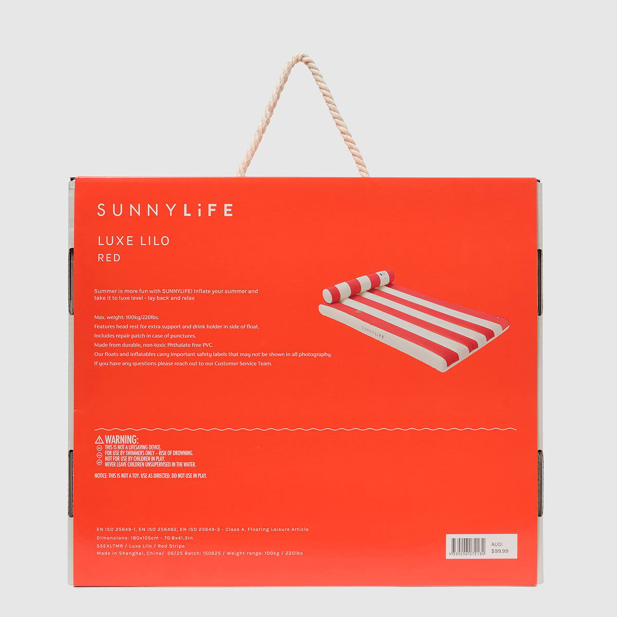 Luxe Lilo | Tomato Red Stripe