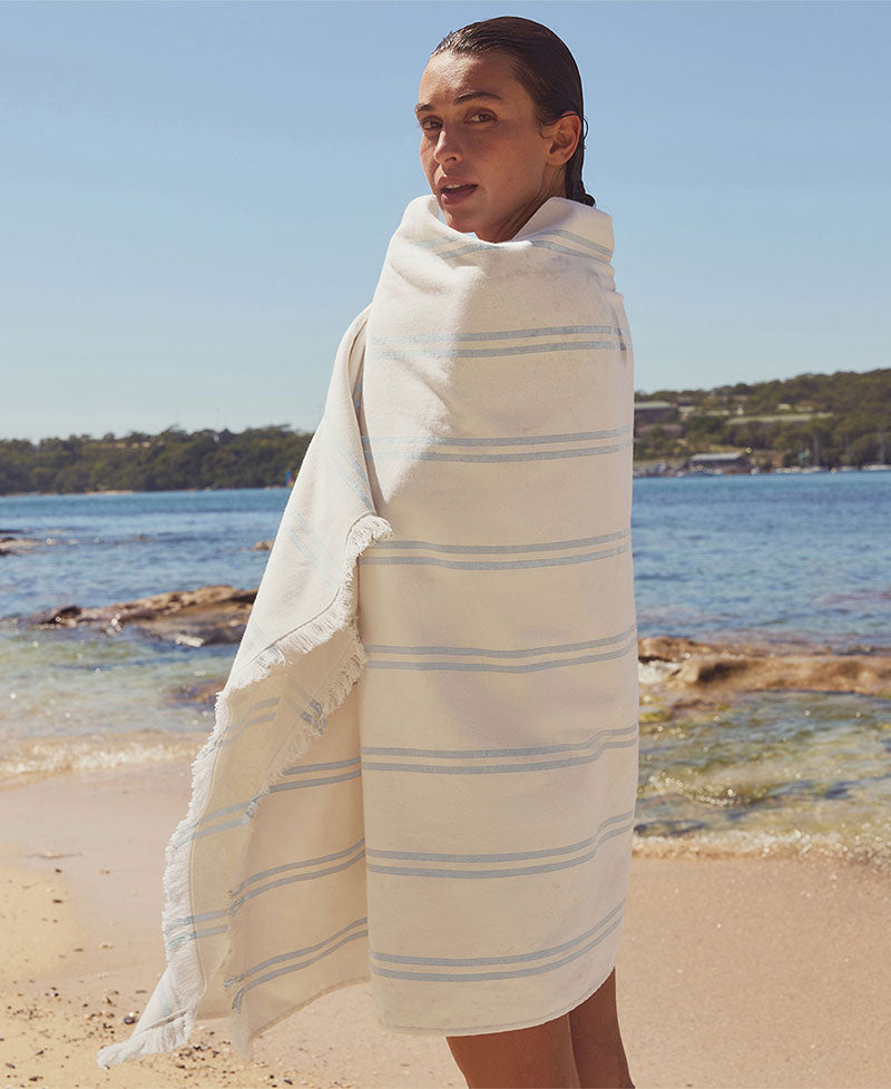 Sunny Life Fouta Beach Towel La Mer Med Blue Stripe - Beach Towels