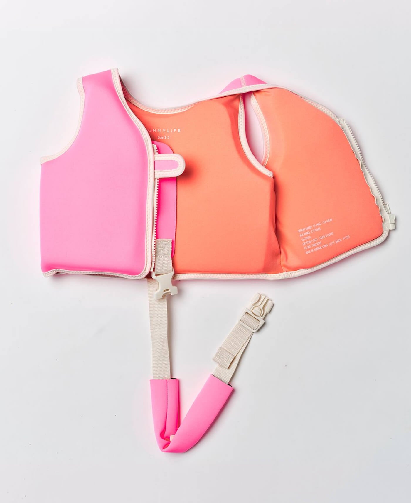 Sunny Life Kids Swim Vest 2-3 Poppy the Peach Neon Pink - Swim Vests