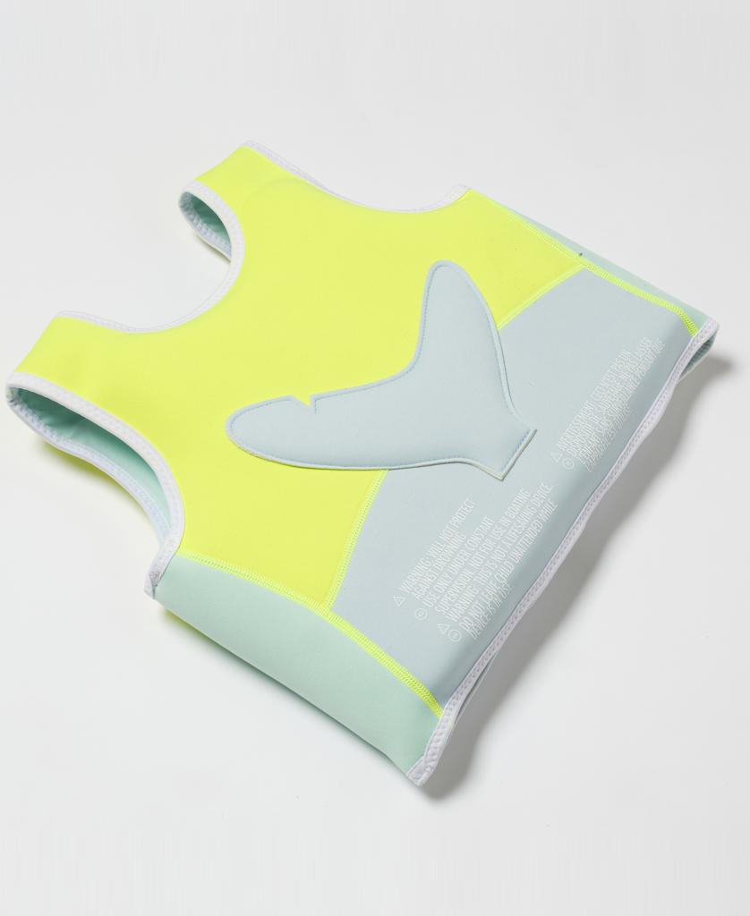 Salty the Shark Swim Vest 2-3 | Aqua Neon Yellow-Golden Breed