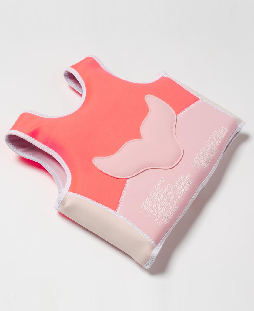 Melody the Mermaid Swim Vest 3-6 | Neon Strawberry-Golden Breed
