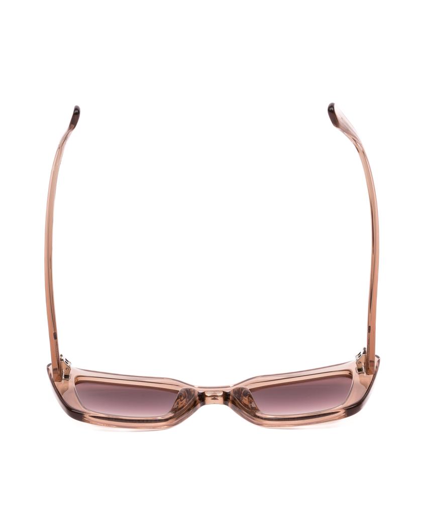 The Sito Cult Vision | Sirocco / Rose Gradient sunglasses have sleek, plant-based acetate frames with a transparent brown tint and rectangular shape. Shown front-on with angled arms, they offer high UV protection in an eco-friendly design.