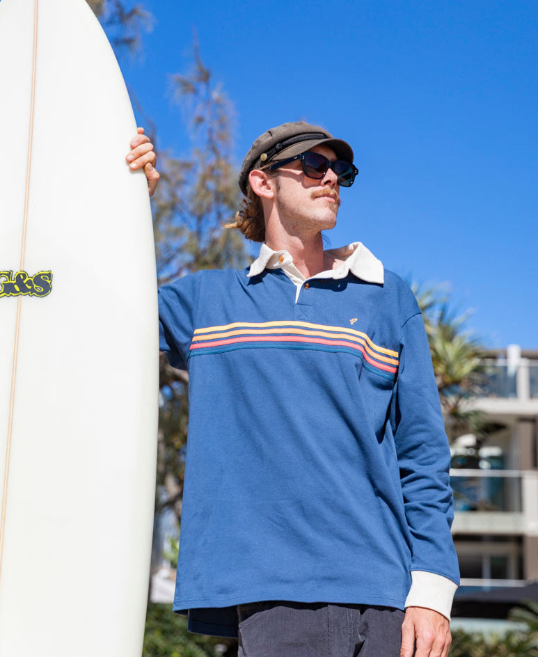 Golden Breed Long Island LS Rugby | Vintage Navy - Polos
