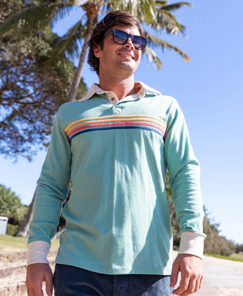 Golden Breed Long Island LS Rugby | Sage - Polos