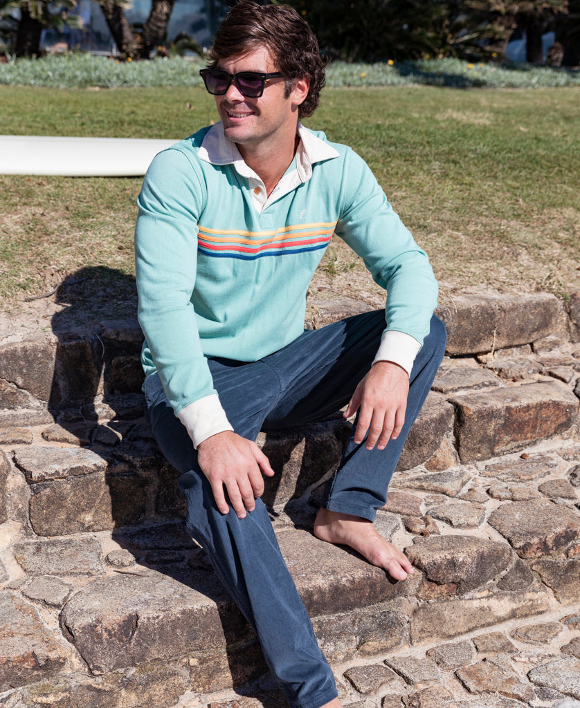 Golden Breed Long Island LS Rugby | Sage - Polos