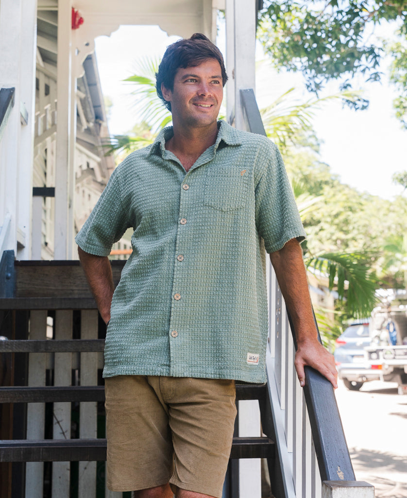 Golden Breed El Shirto Cord Shirt | Leaf Green - Shirts