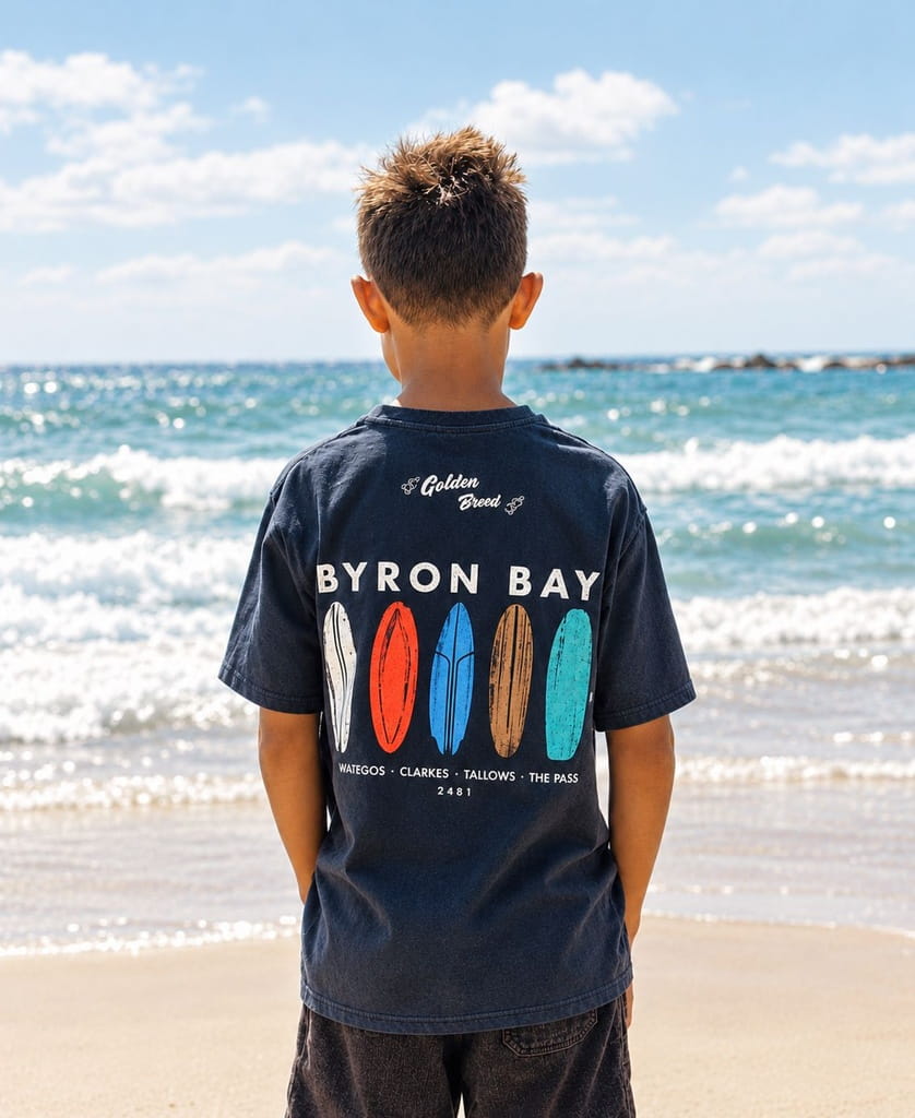 Golden Breed Byron Bay Boards Boys Tee | Navy - T-Shirts