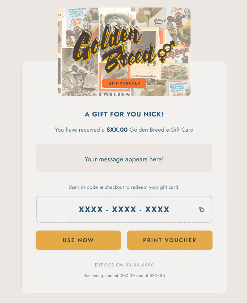 Golden Breed e-Gift Card | Heritage - Gift Cards